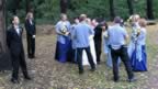 Outside the Concord Scout House - Getting arranged for the perfect picture (63kb)